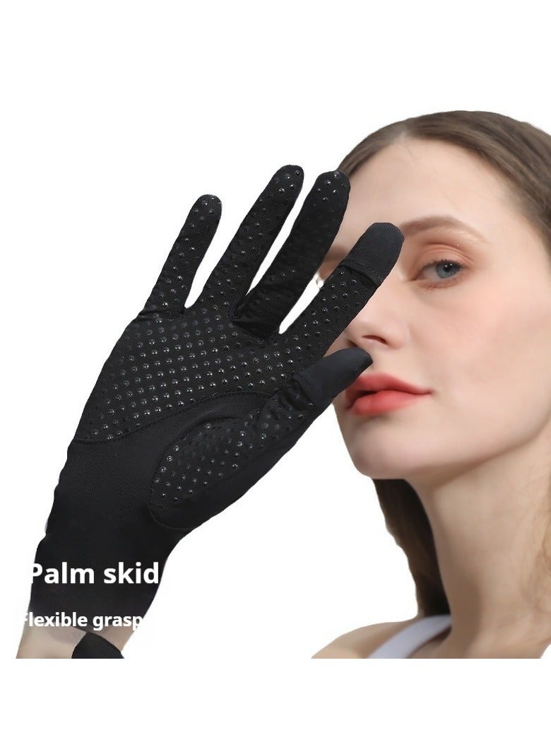قفازات القيادة النسائية للحماية من الأشعة فوق البنفسجية للصيف من أشعة الشمس - أسود - Image 2