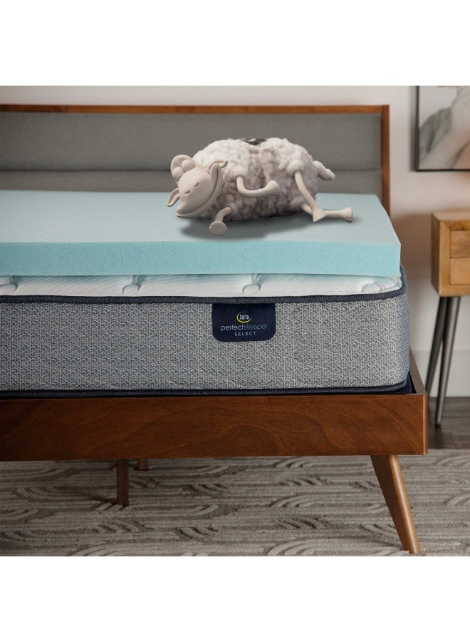 Serta Thermagel Memory Foam Mattress Topper  King  Blue - Image 1