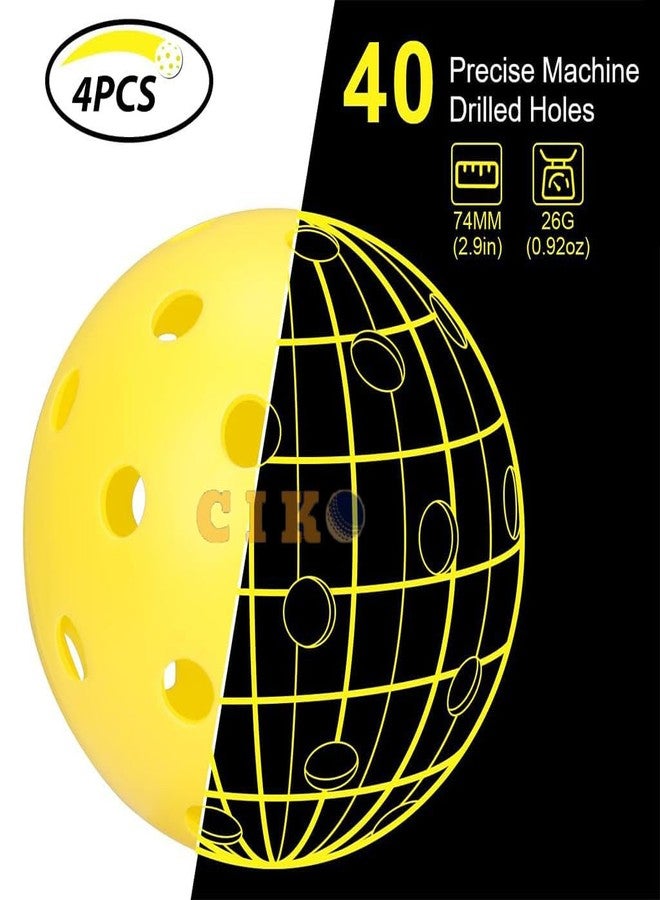Ciko Pickleball Paddle Set | Wood Surface | 4 Pickle Ball Balls|Paddle Cover Bag| Cushion Comfort Handle Grip | Durable Pickleball Paddle | Outdoor Game (1 Yellow Ball) - Image 3