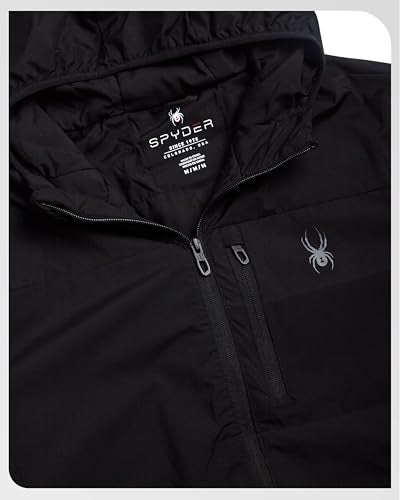 Spyder Mens Windbreaker Jacket - Lightweight Insulated Water-Resistant Active Zip Up Hooded Windbreaker Jackets for Men, Size Small, Black - Image 4