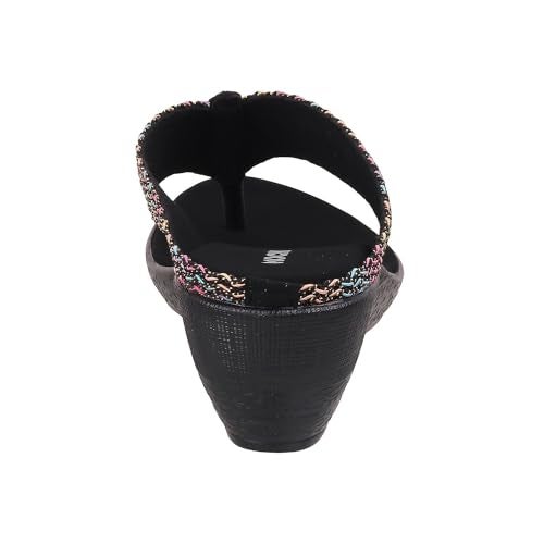 Mochi Women Black Ethnic Wedge Sandal UK/4 EU/37 (32-485) - Image 4