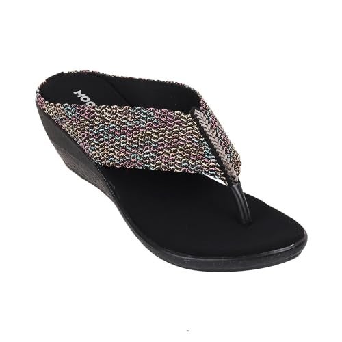 Mochi Women Black Ethnic Wedge Sandal UK/4 EU/37 (32-485) - Image 2