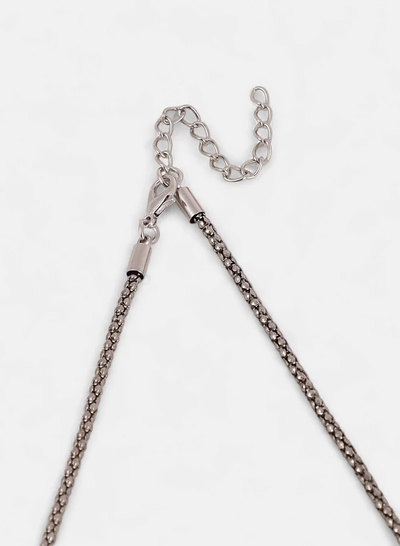SOHI SOHI Women The Teardrop-Halo Collar Necklace | Space Grey Colour | One-Size | Artificial Stone Alloy Material | Lobster Clasp Closure | Necklace For Casual & Evening Wear