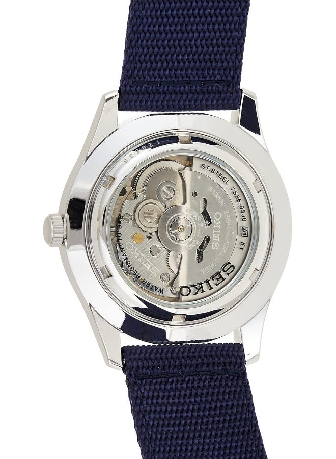 Seiko سايكو ساعة أوتوماتيكية للرجال، عرض تناظري وحزام قماشي SNZG11K1، أزرق وفضي - Image 2