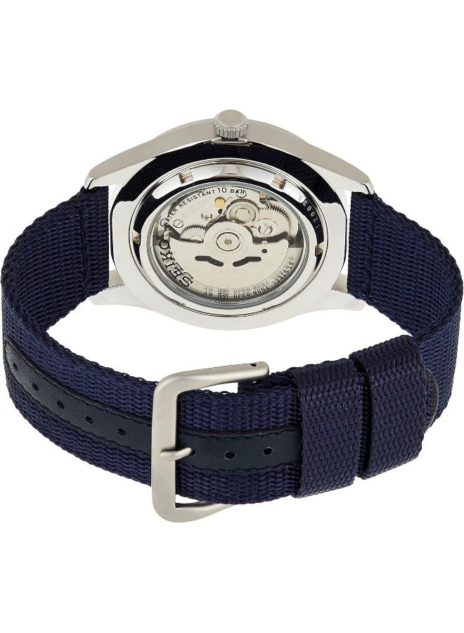 Seiko سايكو ساعة أوتوماتيكية للرجال، عرض تناظري وحزام قماشي SNZG11K1، أزرق وفضي - Image 3