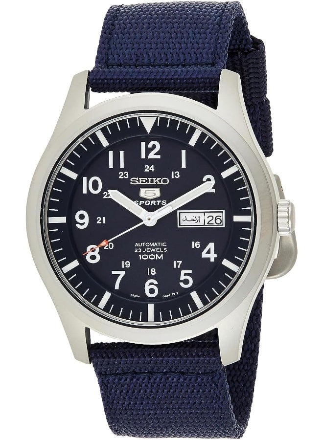 Seiko سايكو ساعة أوتوماتيكية للرجال، عرض تناظري وحزام قماشي SNZG11K1، أزرق وفضي - Image 1