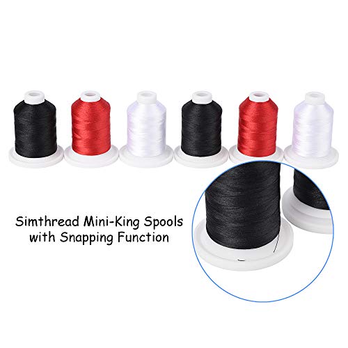 Simthread Embroidery Machine Thread Kit 800Y 21 Spools Black White and Red Colors for Professional Embroidery Design - Image 3