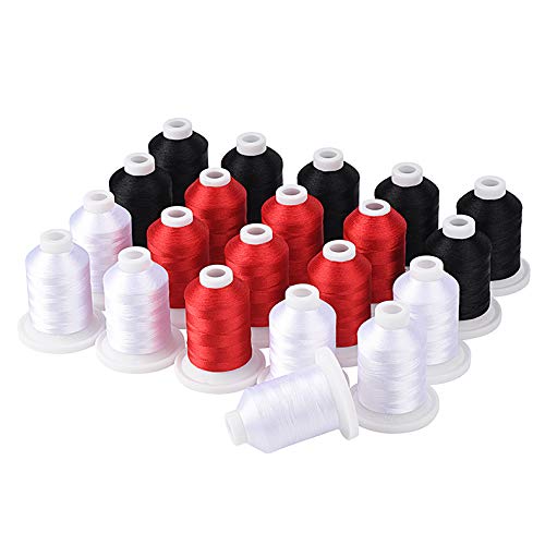 Simthread Embroidery Machine Thread Kit 800Y 21 Spools Black White and Red Colors for Professional Embroidery Design - Image 1