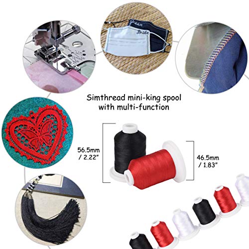 Simthread Embroidery Machine Thread Kit 800Y 21 Spools Black White and Red Colors for Professional Embroidery Design - Image 2