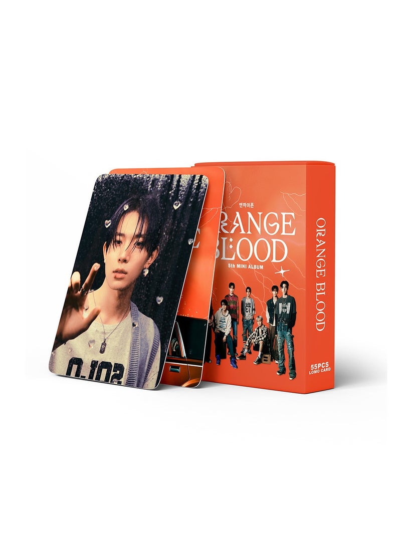 NIBEMINENT 55 Pcs Kpop Enhypen ORANGE Lomo Cards Card For Fans Collection Gifts - Image 3