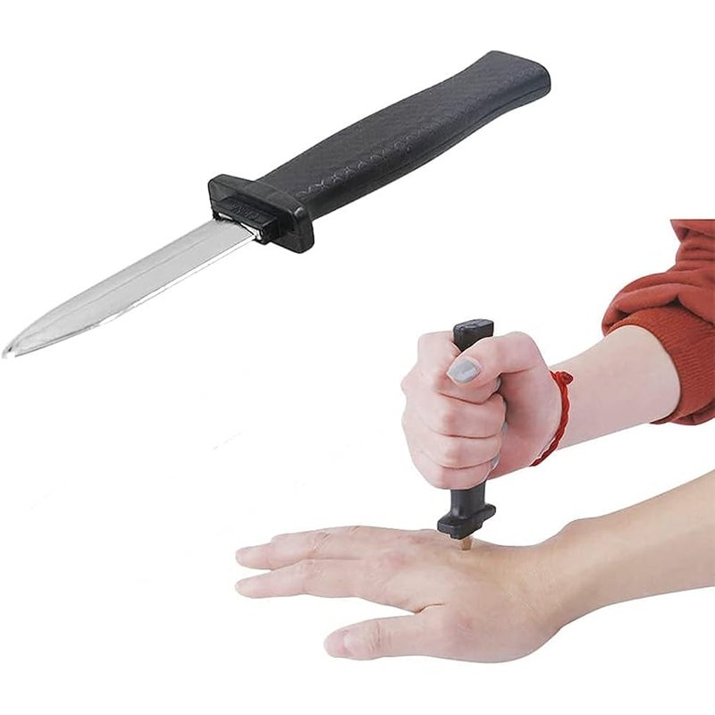 GUDVES Retractable Plastic Knife Prop Costume Disappearing Dagger Knife Fake Trick Gadget Toy For  Fools Day Party (3 PCS A) - Image 5