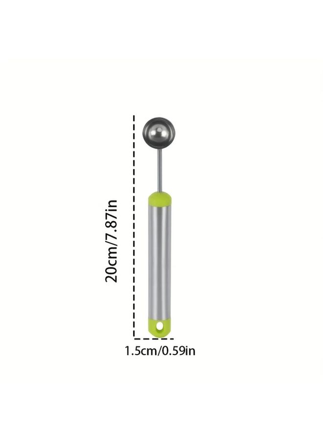 1pc Stainless Steel Watermelon Scoop Multi Functional Fruit Chopper Long Handle Ice Cream Scoop Metal For Baking Kitchen Decoration - Image 2