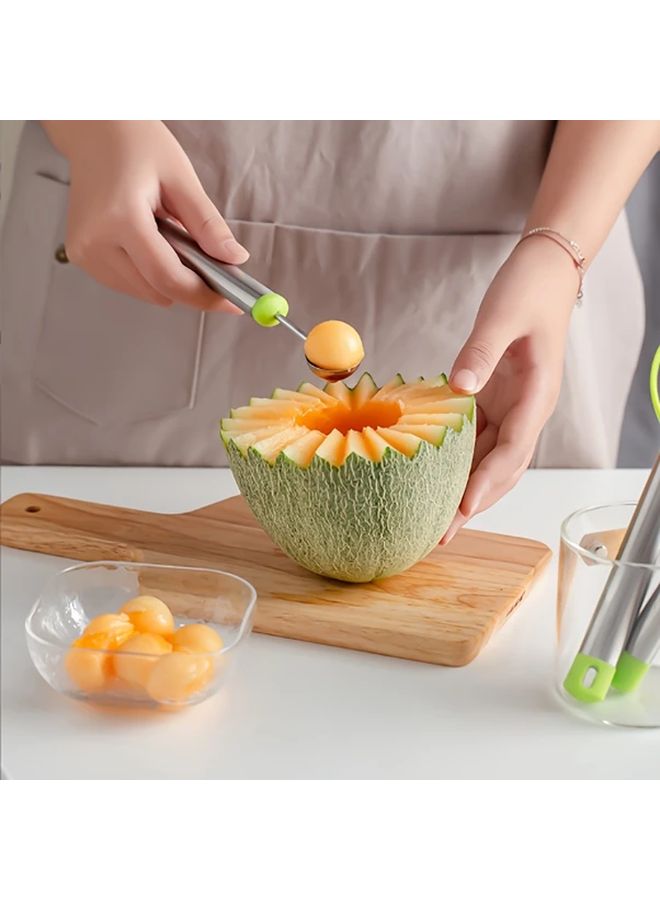 1pc Stainless Steel Watermelon Scoop Multi Functional Fruit Chopper Long Handle Ice Cream Scoop Metal For Baking Kitchen Decoration - Image 4
