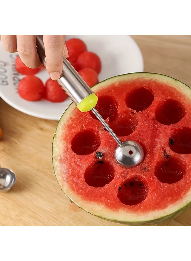 1pc Stainless Steel Watermelon Scoop Multi Functional Fruit Chopper Long Handle Ice Cream Scoop Metal For Baking Kitchen Decoration - Image 1