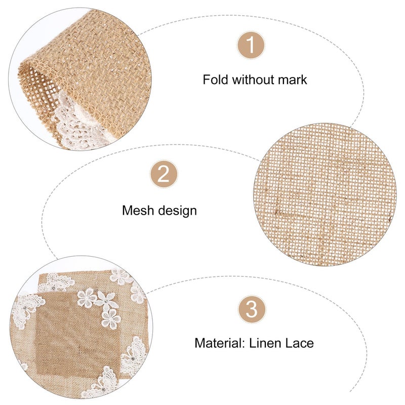 Linen Placemats Set of 2 Waterproof Heat Resistant Lace Edge for Wedding Home Decor - Image 4
