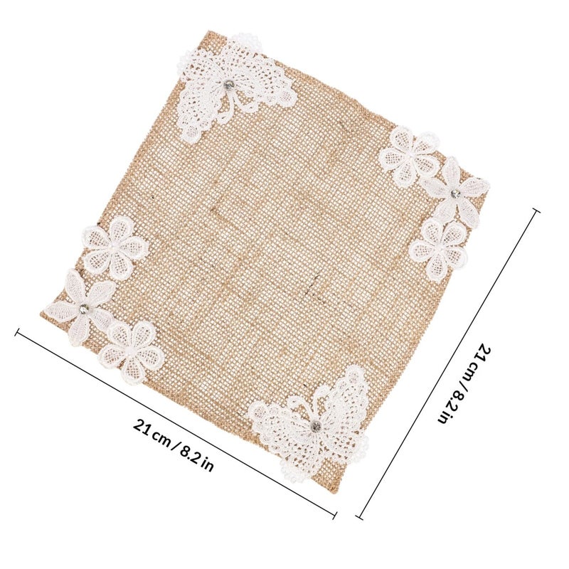 Linen Placemats Set of 2 Waterproof Heat Resistant Lace Edge for Wedding Home Decor - Image 3