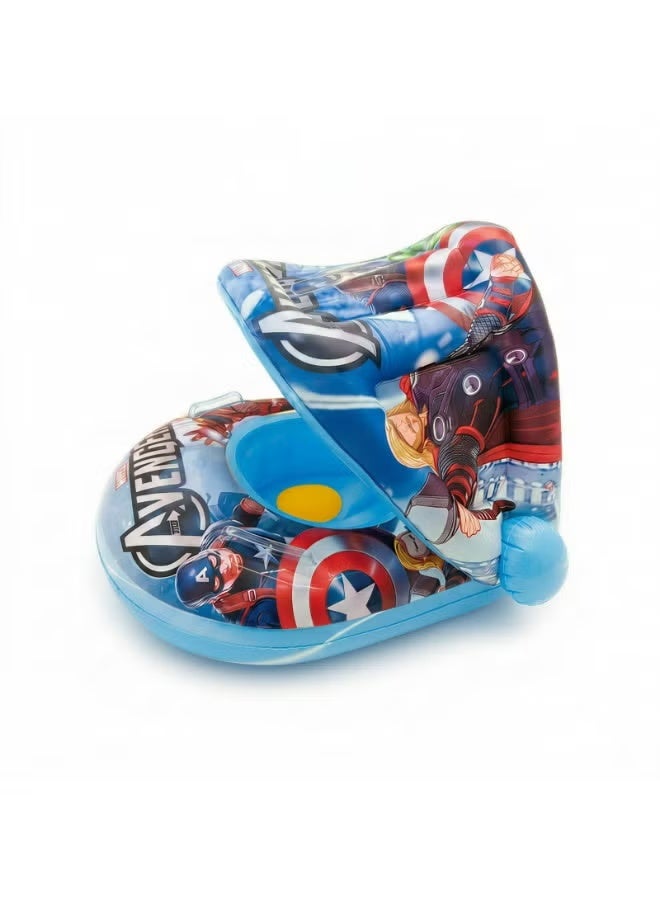 AVENGERS Baby Swim Float with Sun Canopy, Inflatable Infant Pool Float Seat with Safety Support & Handle, 70x55x60cm - Image 2