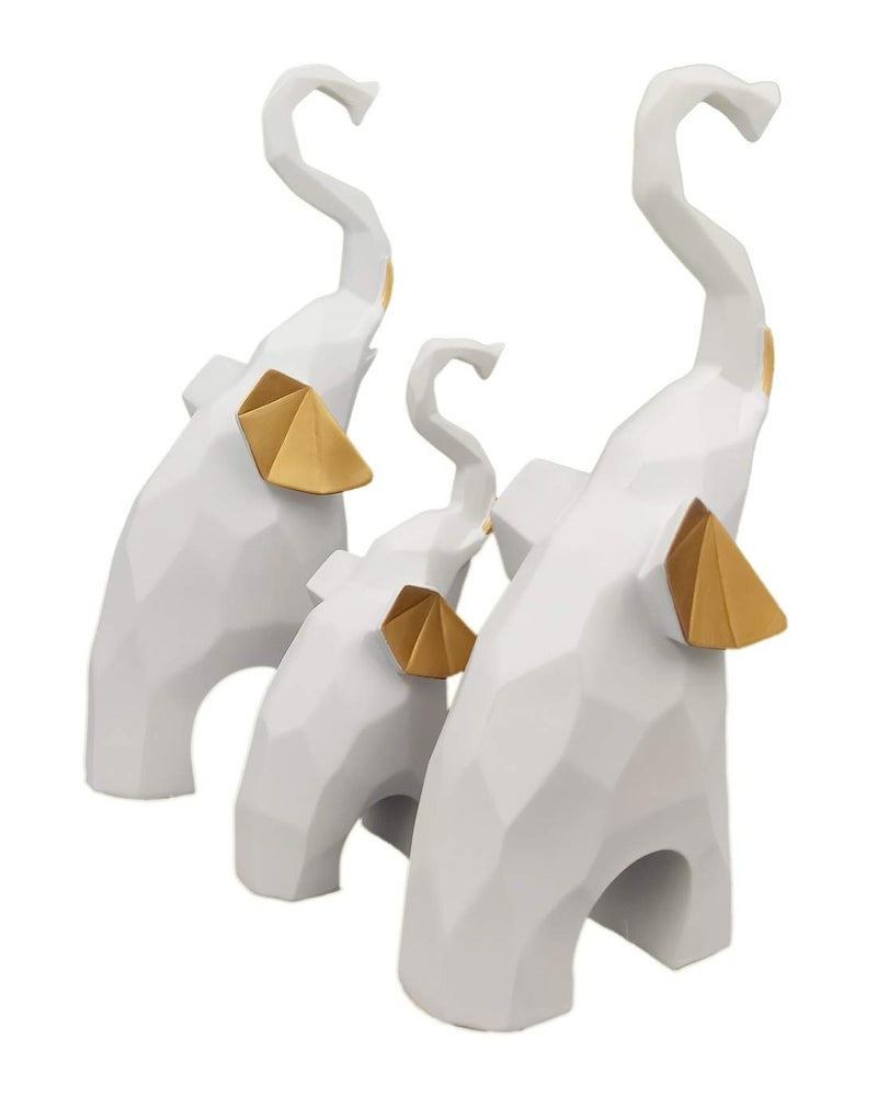 Whitecloud TRANSFORMING HOMES® Polyresin Elephant Showpiece for Home Decor Purpose 8004W (White) (3 Elephant per Set) - Image 4