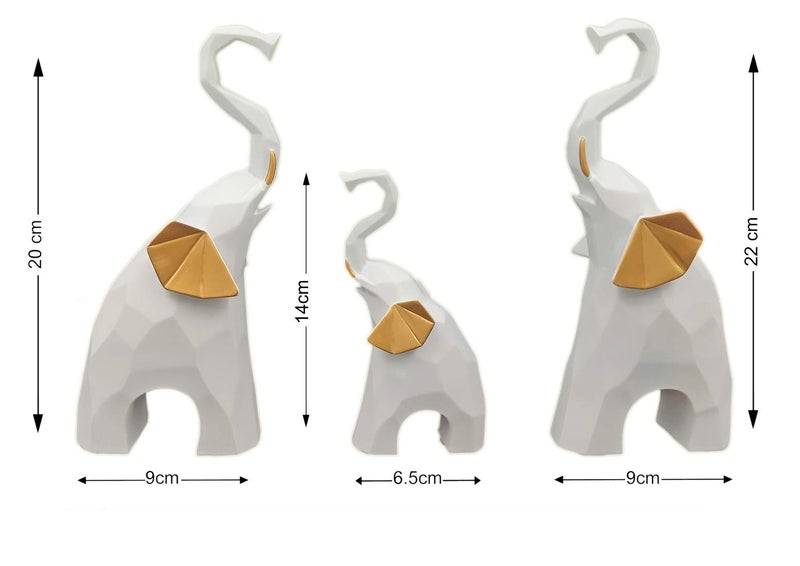 Whitecloud TRANSFORMING HOMES® Polyresin Elephant Showpiece for Home Decor Purpose 8004W (White) (3 Elephant per Set) - Image 3