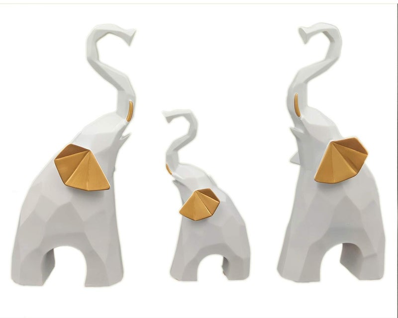 Whitecloud TRANSFORMING HOMES® Polyresin Elephant Showpiece for Home Decor Purpose 8004W (White) (3 Elephant per Set) - Image 5