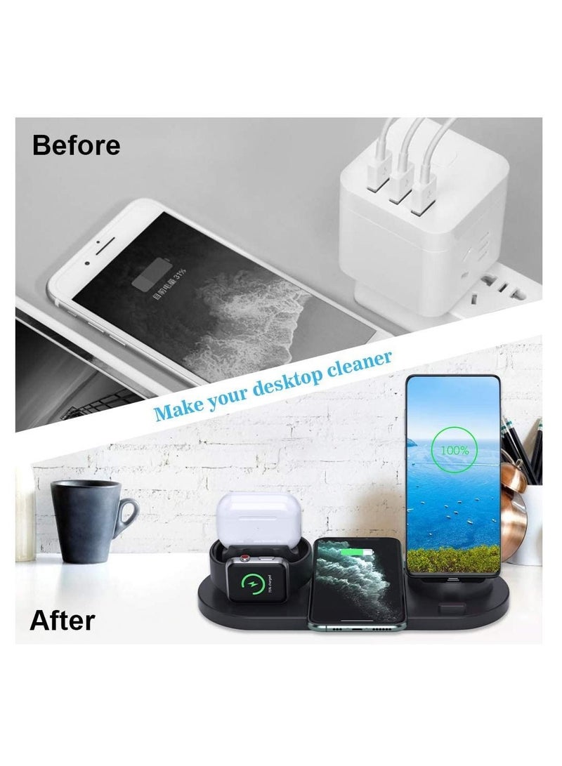 Y&D Wireless Charger, 6 in 1 Fast Charging Station for Apple Watch/AirPods Pro/iPhone Samsung - Image 4