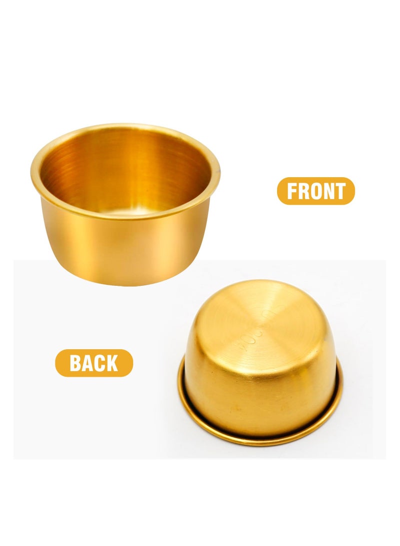 SYOSI 12 قطعة وعاء صلصة رامينكين، أكواب صلصة صغيرة، 50 مل أكواب صلصة مصغرة أكواب بودينغ بهارات، أطباق صلصة من الفولاذ المقاوم للصدأ، أطباق تتبيل دائرية للحفلات المنزلية والمطاعم (ذهبي) - Image 2