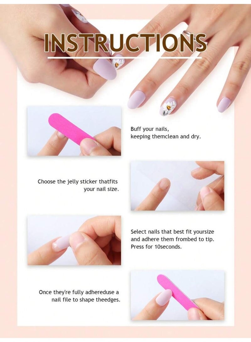 24PCS Nude Glossy Almond Press-On Nails – Elegant Beige False Nails with Rhinestone & Minimal Design, Natural Full Cover Reusable Stick-On Nails for Women - Image 4