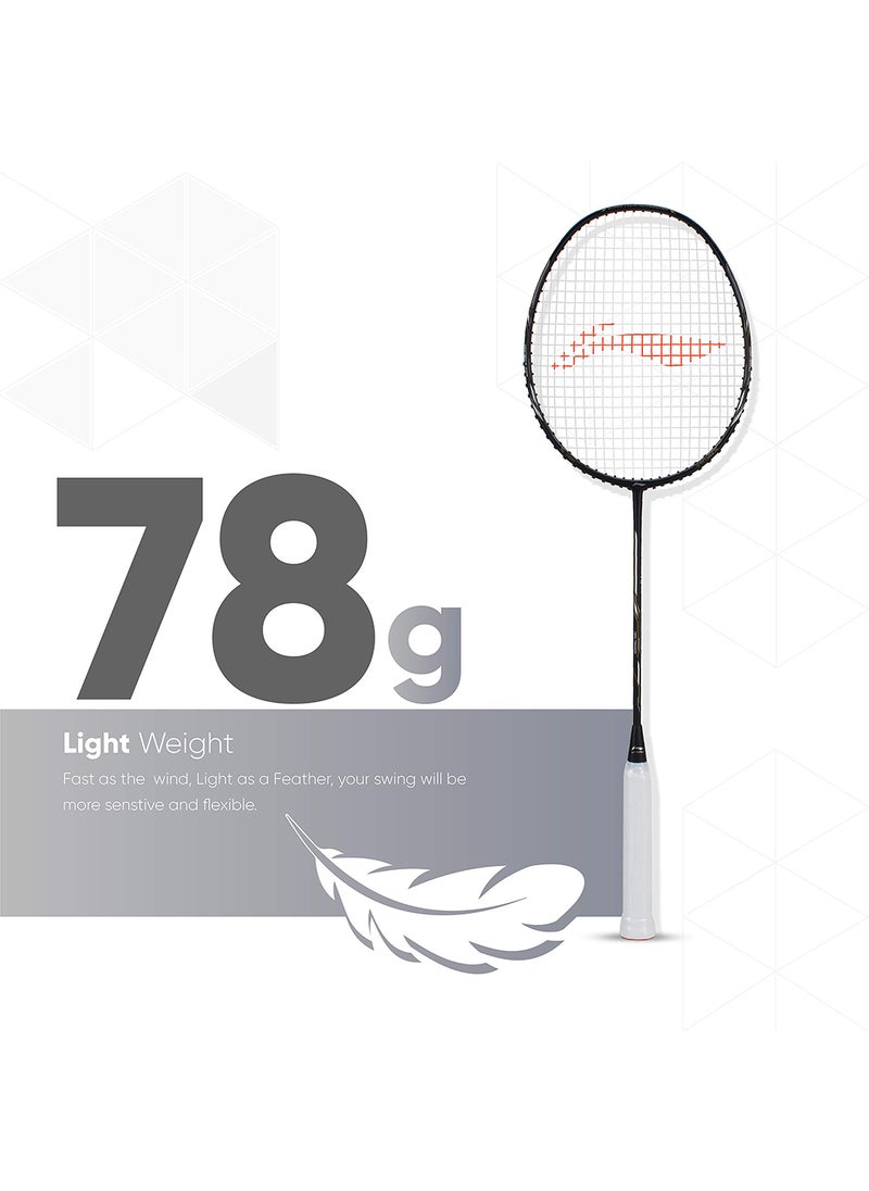 Li-Ning - Air Force G2 - 78 Carbon-Fiber Strung Badminton Racket with Full Racket Cover | For Intermediate Players | 78 grams |Maximum String Tension - 30lbs - Image 1