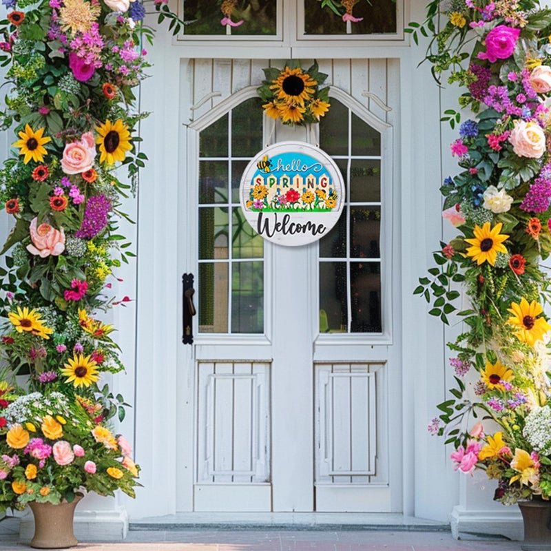 Walasis Welcome Sign for Front Door: 13pcs Interchangeable Spring Decor for Easter Outdoor Entrance - Housewarming Gifts for New Home Seasonal Wreaths Outdoor Holiday All Season Decorations - Image 5