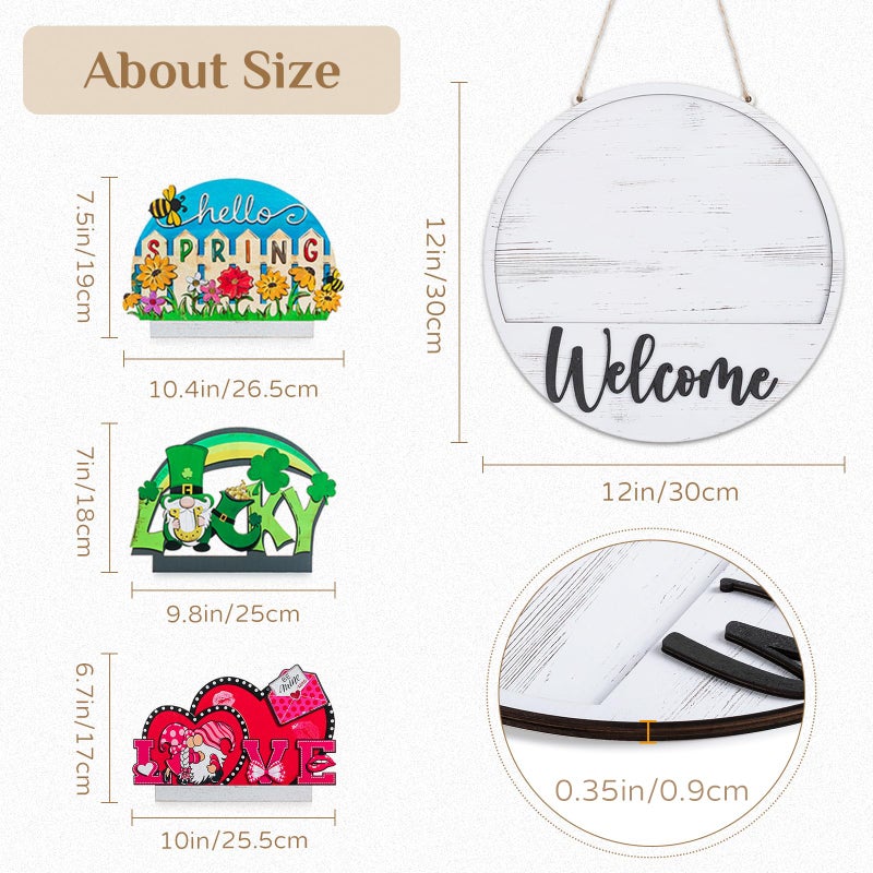 Walasis Welcome Sign for Front Door: 13pcs Interchangeable Spring Decor for Easter Outdoor Entrance - Housewarming Gifts for New Home Seasonal Wreaths Outdoor Holiday All Season Decorations - Image 2
