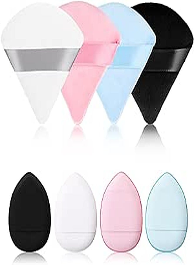 WLLHYF WLLHYF 4 Pieces Triangle Powder Puff 4 Pieces Mini Finger Makeup Sponges Puff With Strap Velour Powders Puffs for Mineral Powder Cosmetic Loose Powder Body Powder Wet Dry Foundation Beauty Tool