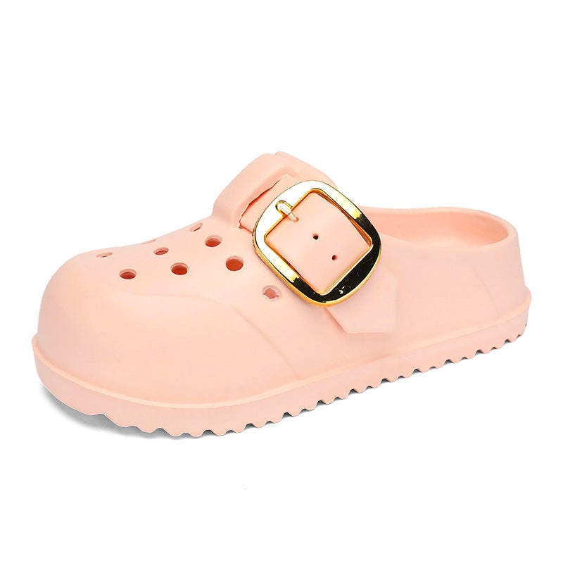 Women'S Solid Color Cave Shoes Shoes Shoes Shoes Home Indoor Casual Sandals Summer Thick Sole Outer Wear Non-Slip Baotou Slippers - Image 1
