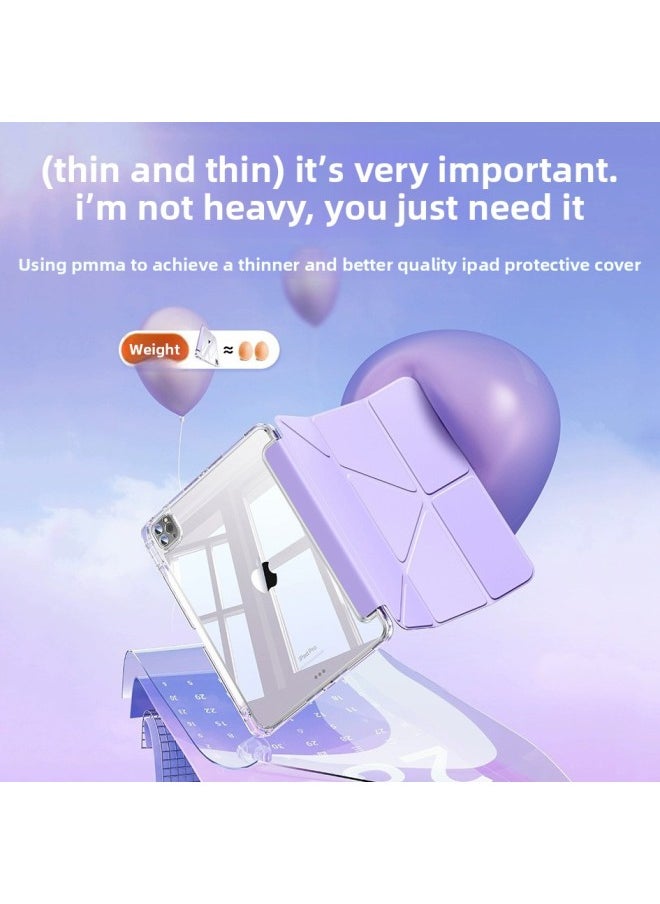 Generic - Special Risk For Ipad Protective Cover Air5 With Pen Slot Pro11 Shell 9th Generation 10.2 Inch Y-fold Anti-bending 8 Shell-Color:3+y Type Horizontal And Vertical N Angle [lavender Purple]-Applicable Models:Ipad Pro 2024 Version [ 11inch ] - Image 1