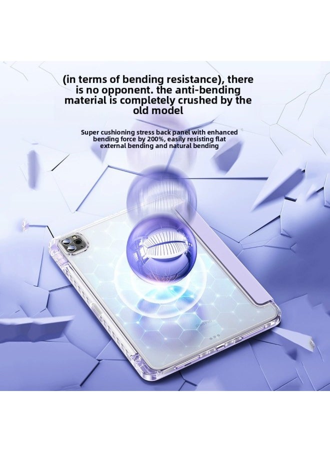 Generic - Special Risk For Ipad Protective Cover Air5 With Pen Slot Pro11 Shell 9th Generation 10.2 Inch Y-fold Anti-bending 8 Shell-Color:3+y Type Horizontal And Vertical N Angle [lavender Purple]-Applicable Models:Ipad Pro 2024 Version [ 11inch ] - Image 1