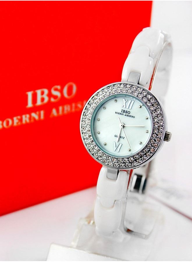 IBSO - IBSO Women's wristwatch - white ivory band - silvery Case, IBSO11 - Image 1