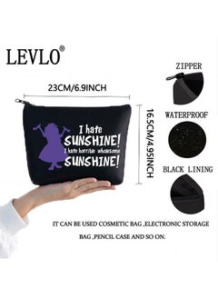LEVLO Madam Mim Cosmetic Bag Sword Stone Movie Fans Gift I Hate Sunshine I Hate Horrible Whole Some Sunshine Makeup Zipper Pouch Bag For Women Girls (I Hate Sunshine Black)  - Image 2