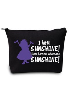 LEVLO Madam Mim Cosmetic Bag Sword Stone Movie Fans Gift I Hate Sunshine I Hate Horrible Whole Some Sunshine Makeup Zipper Pouch Bag For Women Girls (I Hate Sunshine Black)  - Image 1