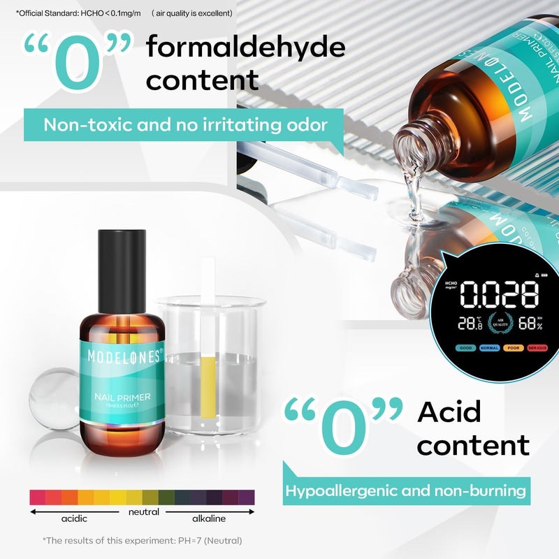 modelones 15 ml Nail Dehydrator and Primer, Acid Free Base Coat Natural Prep Dehydrate & Bond Primer Kit, Hema-Free Acrylic Nail Supplies - Image 3