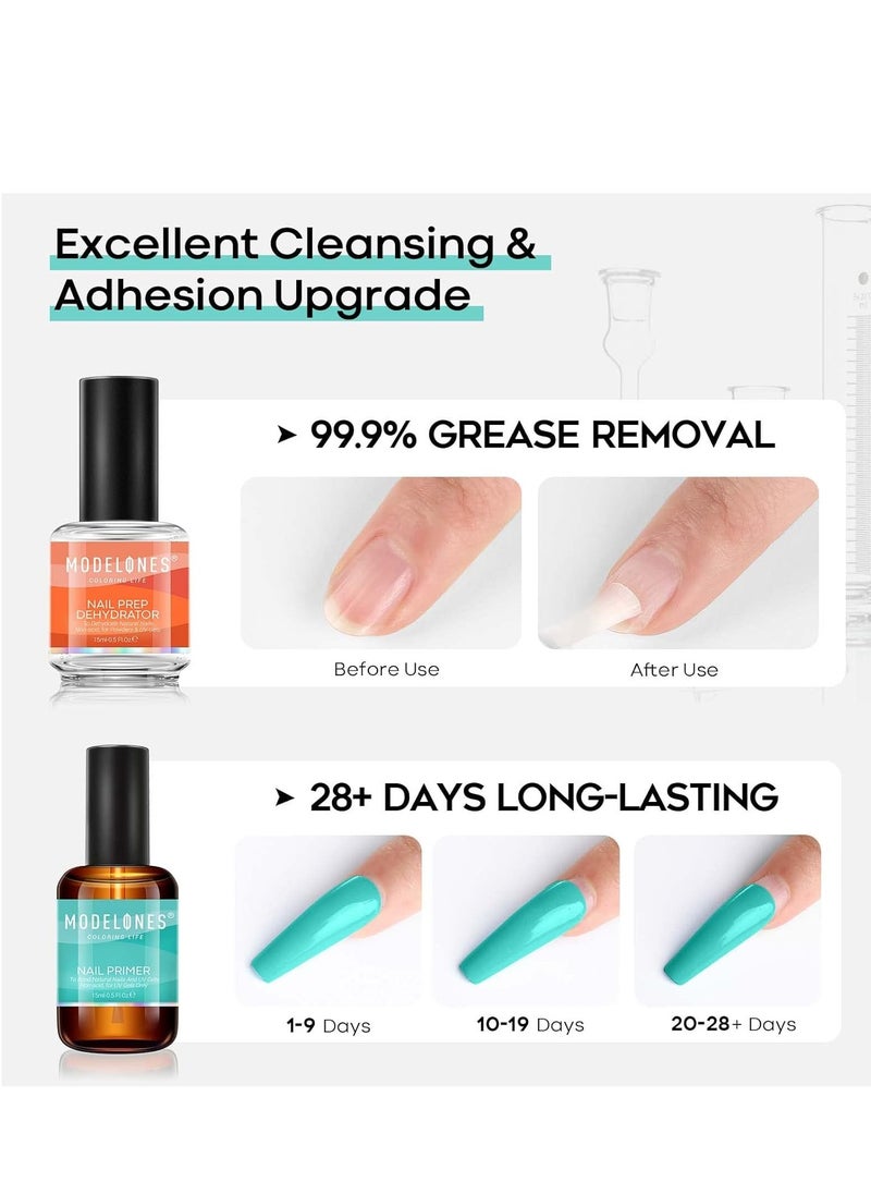 modelones - modelones Nail Dehydrator and Primer, Acid Free Natural Nail Prep Dehydrate & Bond Primer Kit, Acrylic Nail Supplies Primer Nail Tech Must Haves Set - Image 1