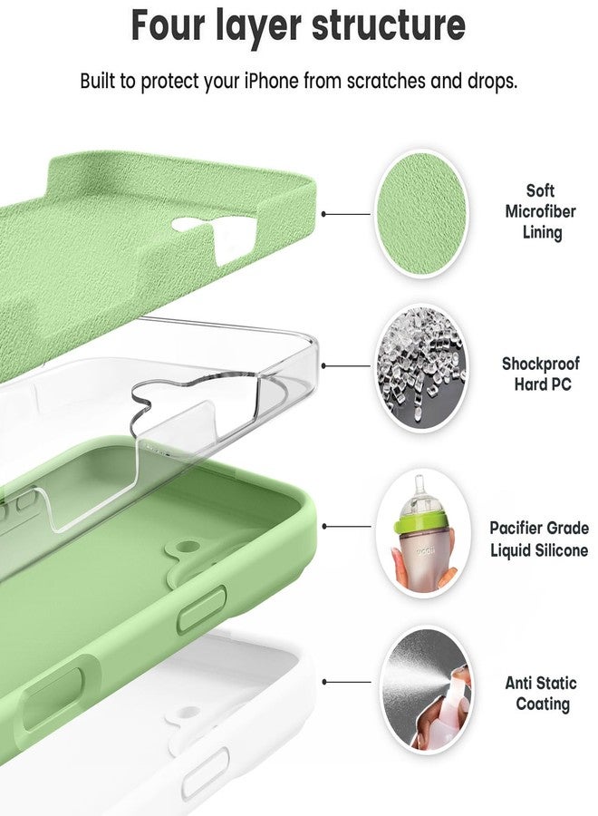 Vooii Compatible with iPhone 16 Case, Liquid Silicone Upgrade [Camera Protection] [Soft Anti-Scratch Microfiber Lining] Shockproof Phone Case for iPhone 16 6.1 inch - Matcha - Image 2