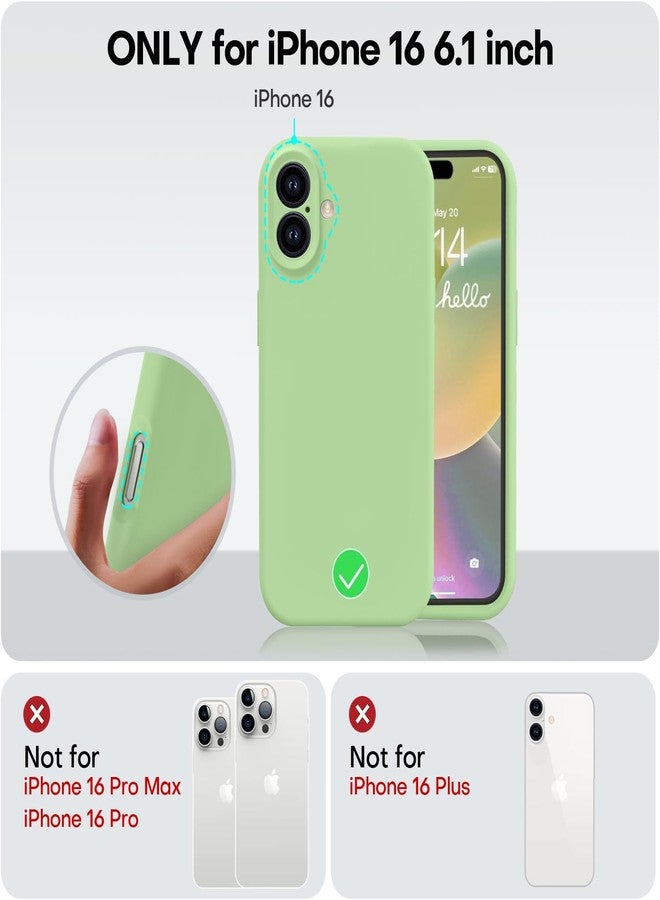 Vooii Compatible with iPhone 16 Case, Liquid Silicone Upgrade [Camera Protection] [Soft Anti-Scratch Microfiber Lining] Shockproof Phone Case for iPhone 16 6.1 inch - Matcha - Image 5
