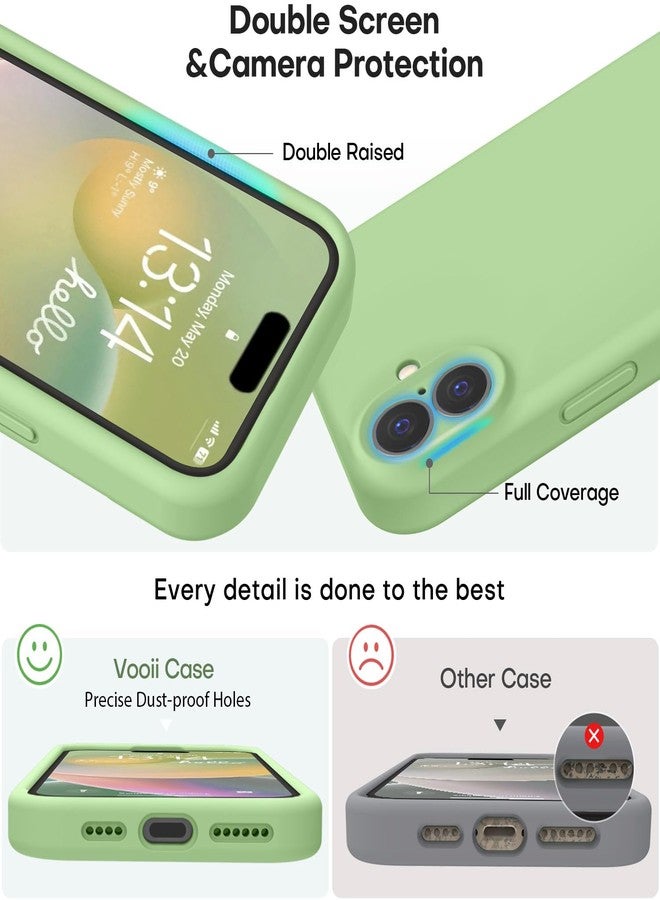 Vooii Compatible with iPhone 16 Case, Liquid Silicone Upgrade [Camera Protection] [Soft Anti-Scratch Microfiber Lining] Shockproof Phone Case for iPhone 16 6.1 inch - Matcha - Image 3