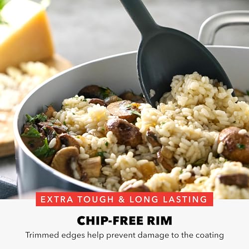 Greenpan وعاء ستوك 6QT من جرين بان بالتعاون مع بوبي فلي، مع غطاء زجاجي، خالي من PFAS، وعاء سيراميك غير لاصق مع جزيئات الماس، مناسب للحرارة، سهل التنظيف، آمن في غسالة الصحون والفرن، تسخين سريع، للمكرونة، الحساء، جرافيت - Image 4