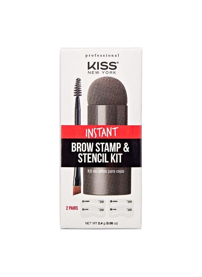 kiss new york Professional Instant Brow Stamp and Stencil Kit Powder Stamp Eyebrow Shaping Kit (Black Brown)  - Image 1