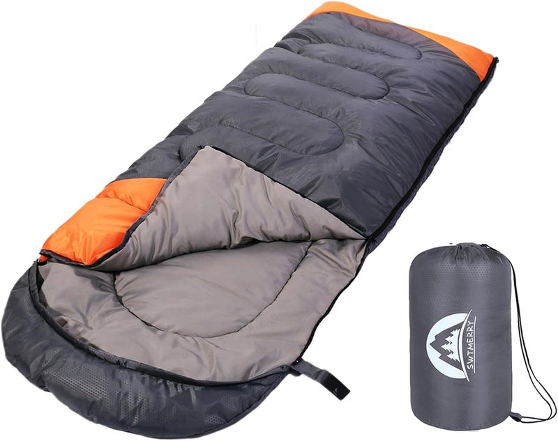 SWTMERRY Sleeping Bag 3 Seasons (Summer, Spring, Fall) Warm & Cool Weather - Lightweight,Waterproof Indoor & Outdoor Use for Kids, Teens & Adults for Hiking and Camping - Image 1