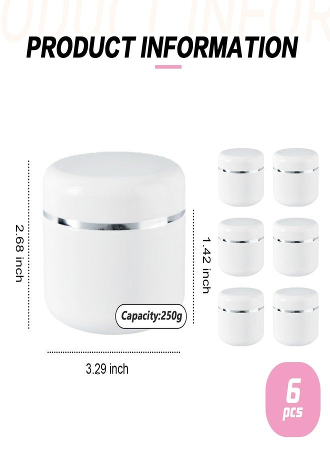 NATUWORLD 6 Pcs 8.5oz 250g White Empty Plastic Cosmetic Jars - Image 2