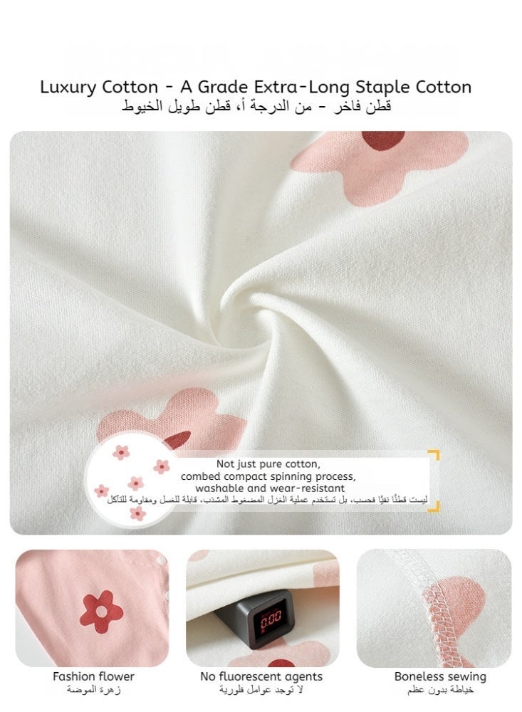 مجموعة هدايا مواليد مكونة من 22 قطعة - مجموعة هدايا للمواليد الجدد، ملابس أطفال، قبعة، وسادة، مناشف، بطانية، قطن فاخر، مناسبة لجميع الفصول من الربيع إلى 3 أشهر - بنقشة زهور - Image 5