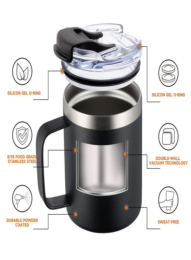 ALOUFEA 12oz Insulated Coffee Mug Cup with Handle, Stainless Steel Travel Coffee Mug with Flip Lid, Double Wall Vacuum Coffee Tumbler,Sage - Image 2