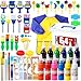 AROIC 64 Pack Washable Paint Set 12 Colors Non Toxic Finger Paints with Sponges Paint Brushes Waterproof Paint Smock Palettes Cards Storage Box for Art Crafts Children Age 12 and Adults2 oz Each - Image 3