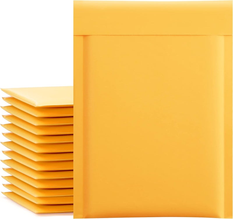UCGOU Kraft Bubble Mailers 6x10 Inch 25 Pack Usable Size 6x9 Inch Yellow Padded Envelopes #0 Small Business Mailing Packages Self Sealing Tear Resistant Boutique Shipping Bags for Jewelry Supplies - Image 1